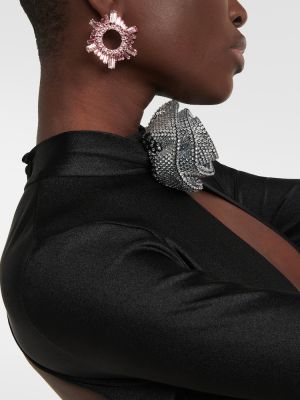 Σκουλαρίκια με πετραδάκια Amina Muaddi ροζ
