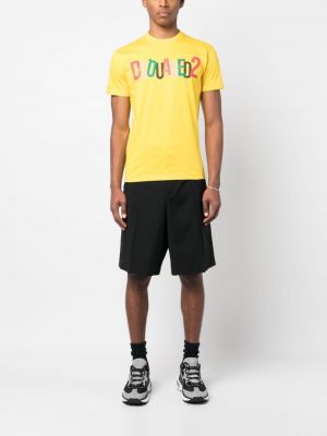 T-shirt en coton à imprimé Dsquared2 jaune