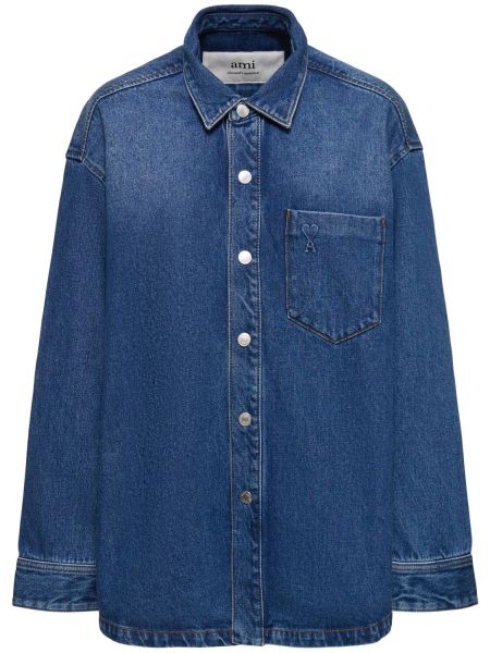 Oversized πουκάμισο τζιν Ami Paris μπλε