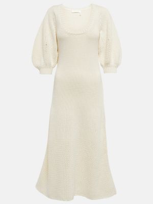Кашмирена вълнена миди рокля Chloã© бяло