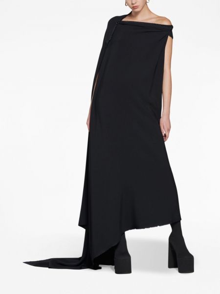 Drapované asymetrické koktejlové šaty Balenciaga černé