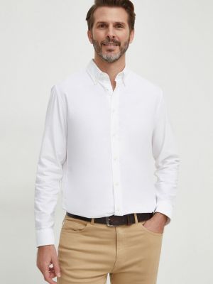 Péřová bavlněná košile s knoflíky United Colors Of Benetton bílá