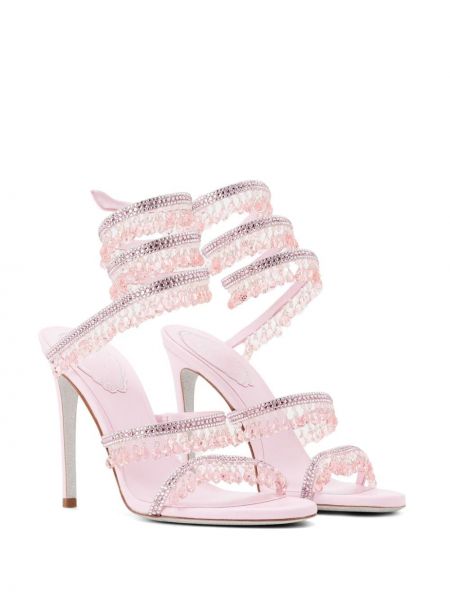 Kristallidega sandaalid René Caovilla roosa