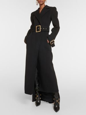 Kašmírový vlnený kabát Balmain čierna