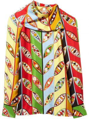 Svilena bluza s potiskom z abstraktnimi vzorci Pucci