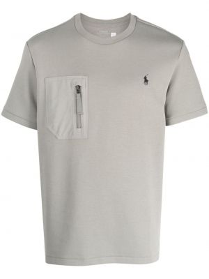 Памучна поло тениска бродирана бродирана Polo Ralph Lauren сиво