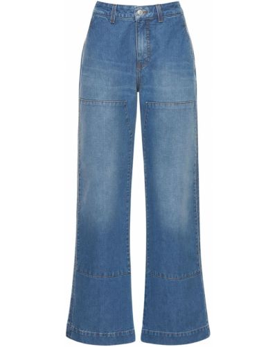 Bavlnené džínsy Victoria Beckham modrá