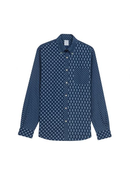 T-shirt mit geknöpfter mit print mit button-down-kagen Brooks Brothers blau
