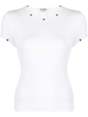 Памучна тениска Chanel Pre-owned бяло