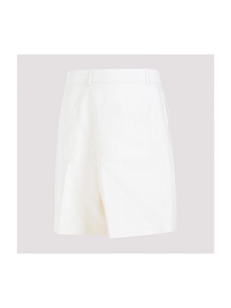 Pantalones cortos de lana de seda Valentino blanco
