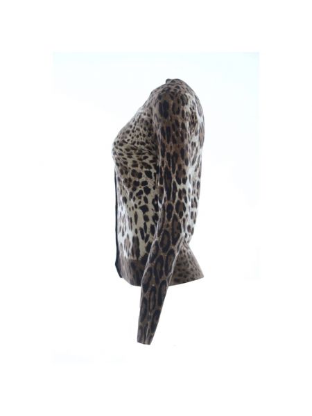 Cárdigan de seda de cachemir leopardo Dolce & Gabbana marrón