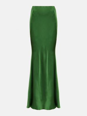 Атласная длинная юбка с высокой талией Victoria Beckham зеленая