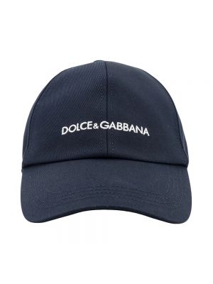 Cappello con visiera di cotone Dolce & Gabbana blu