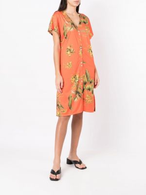 Květinové šaty s potiskem s výstřihem do v Lygia & Nanny oranžové