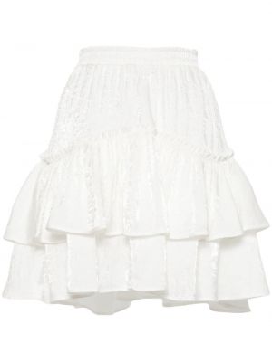 Velurové mini sukně s volány Tout A Coup bílé