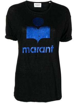 T-shirt en lin à imprimé à motif étoile Marant étoile noir