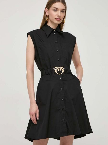 Чорна бавовняна сукня міні Pinko