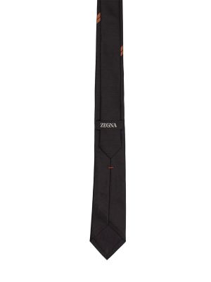 Žakárová hedvábná kravata Zegna černá