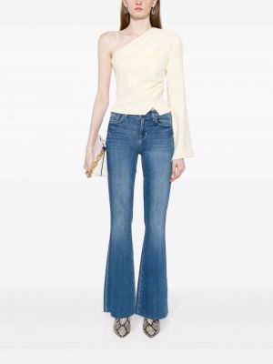 Zvonové džíny s vysokým pasem L'agence modré