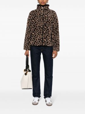 Fleece jacke mit print mit leopardenmuster Barbour International braun