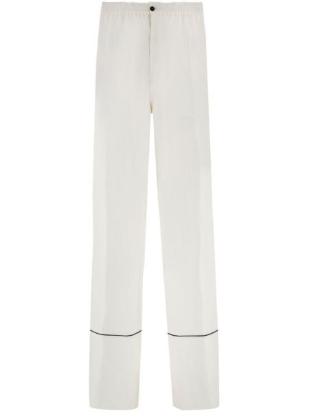 Rovné kalhoty s výšivkou Ferragamo bílé