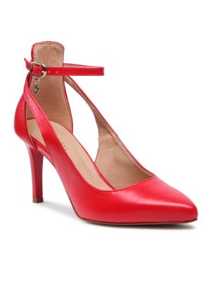 Полуотворени обувки с ток Wojas червено
