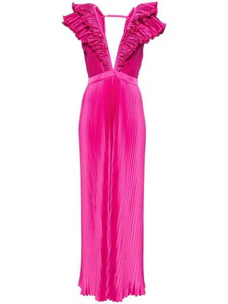 Плисирана рокля с презрамки L'idée розово