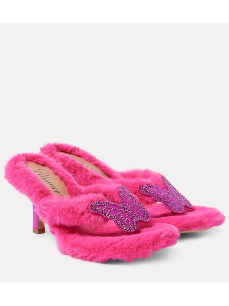 Sandales ar kažokādu Blumarine rozā