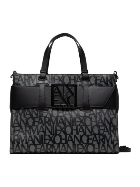 Leder shopper handtasche mit taschen Armani Exchange schwarz