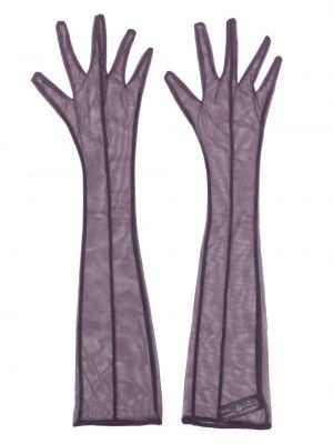 Tylové rukavice Maison Close fialové