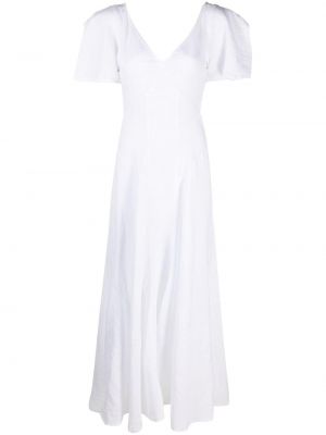 Ленена рокля с v-образно деколте 120% Lino бяло