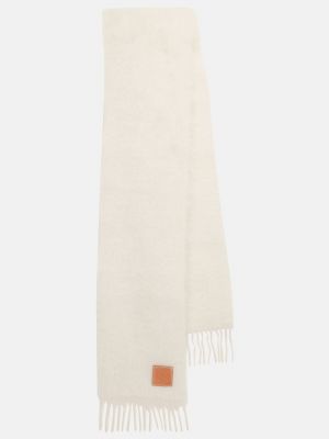 Мохеровый шерстяной шарф Loewe Белый