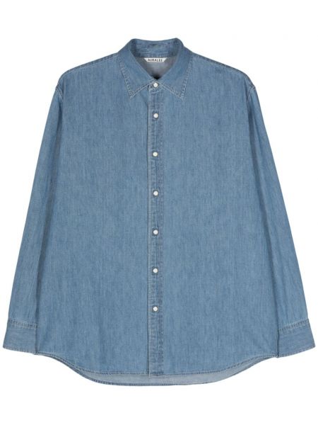 Rifľová košeľa Auralee modrá
