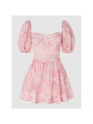 Sukienka mini na zamek Bardot - różowy