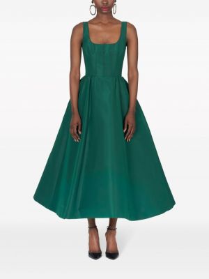 Hedvábné večerní šaty bez rukávů Carolina Herrera zelené
