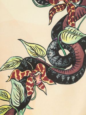 Gyvatės rašto raštuotas šilkinis šalikas Dries Van Noten geltona