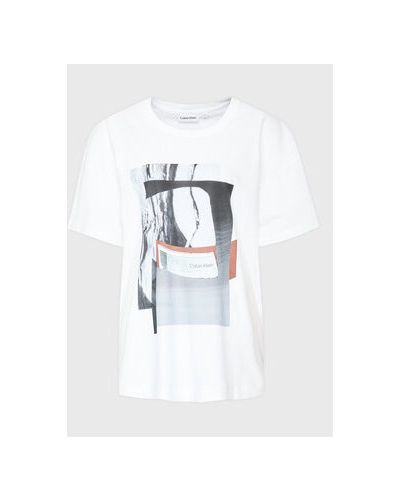 Priliehavé tričko s potlačou Calvin Klein Curve biela