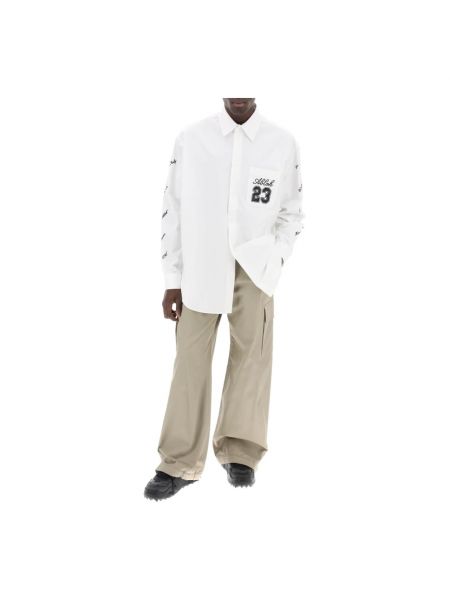 Pantalones cargo con bordado de algodón Off-white