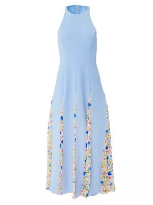 Платье миди без рукавов в цветочек с принтом Carolina Herrera синее