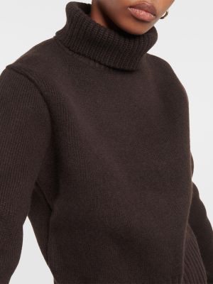 Kašmira kašmira džemperis ar augstu apkakli Khaite brūns