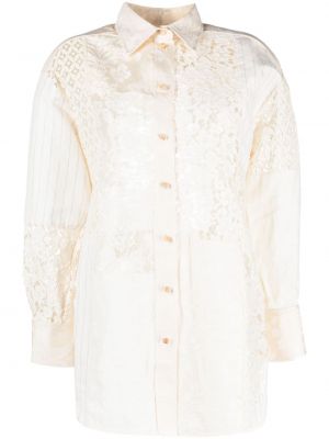 Čipkovaná bavlnená košeľa Zimmermann biela