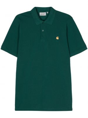 Medvilninis polo marškinėliai Carhartt Wip žalia