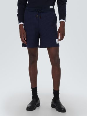 Shorts en coton à carreaux Thom Browne bleu