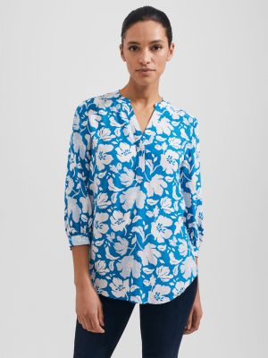 Блузка в цветочек с принтом Hobb's синяя