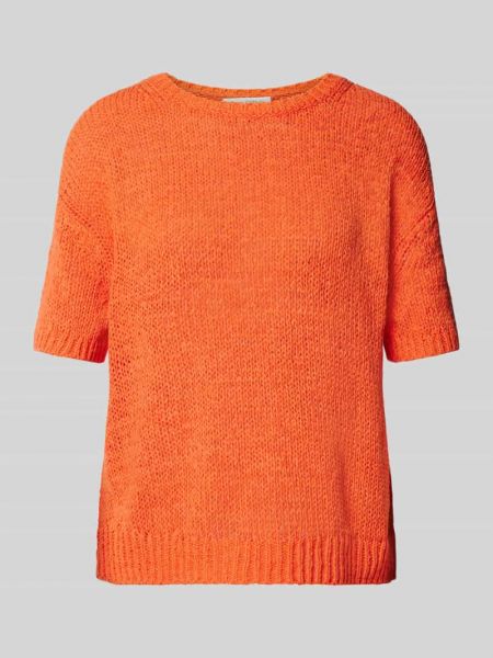Dzianinowy sweter z krótkim rękawem relaxed fit Marc O'polo pomarańczowy