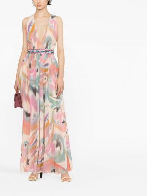 Hedvábné večerní šaty s potiskem s abstraktním vzorem Etro