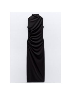 Платье с воротником с драпировкой Zara черный