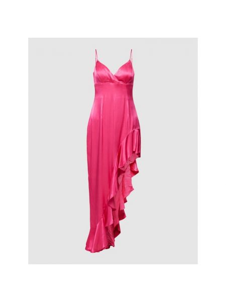 Sukienka midi na zamek z wiskozy z dekoltem w serek Bardot - różowy
