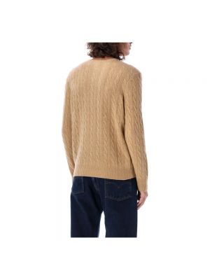 Haftowany sweter Polo Ralph Lauren brązowy