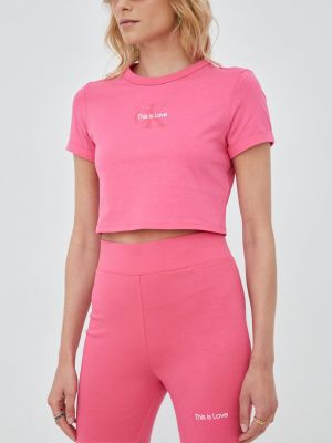 Calvin Klein Jeans rövidnadrág női, rózsaszín, nyomott mintás, magas derekú